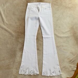 Frame Denim White Eyelet Le High Flare Jeans